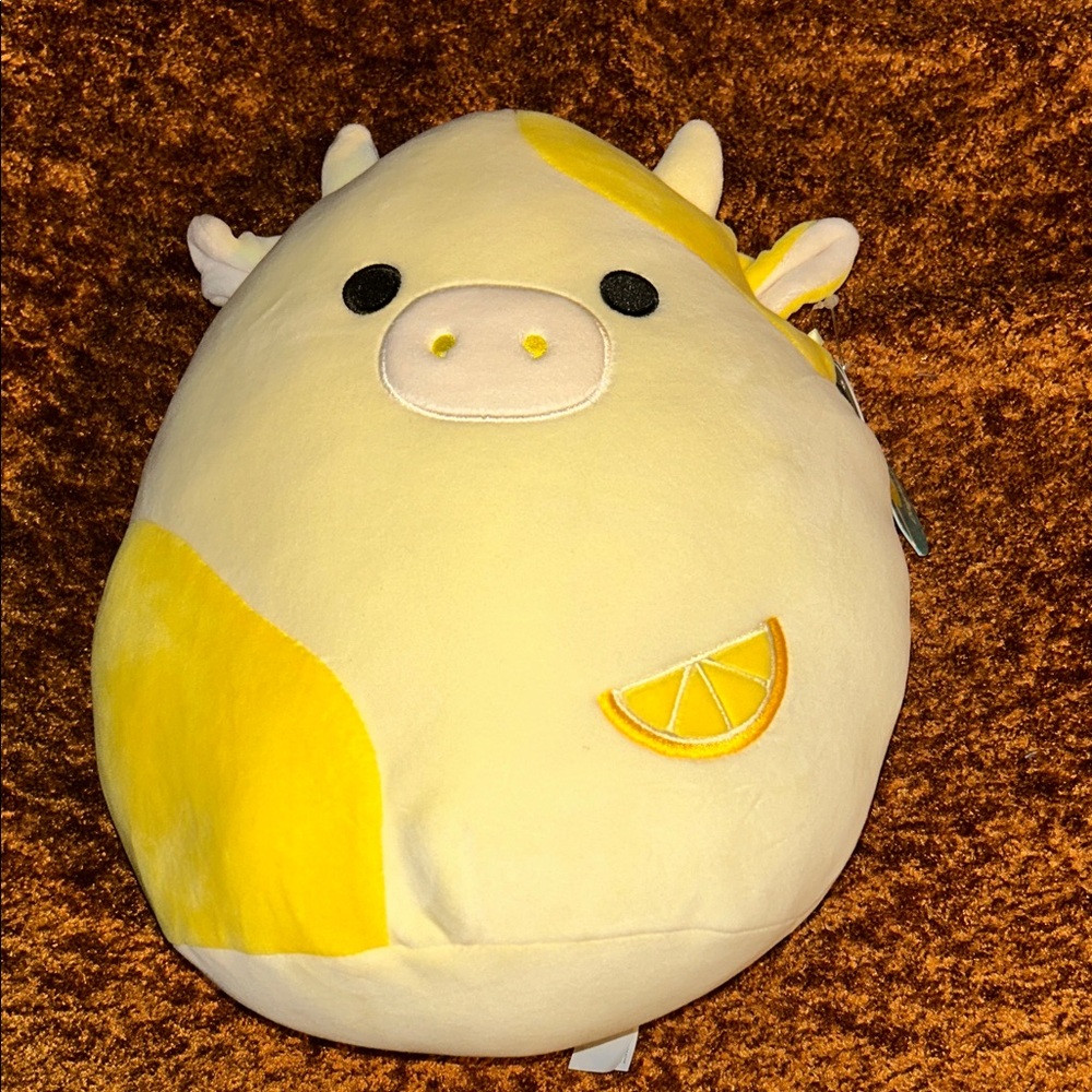 Squishmallows Sunny Yellow and Cream Cow Plush